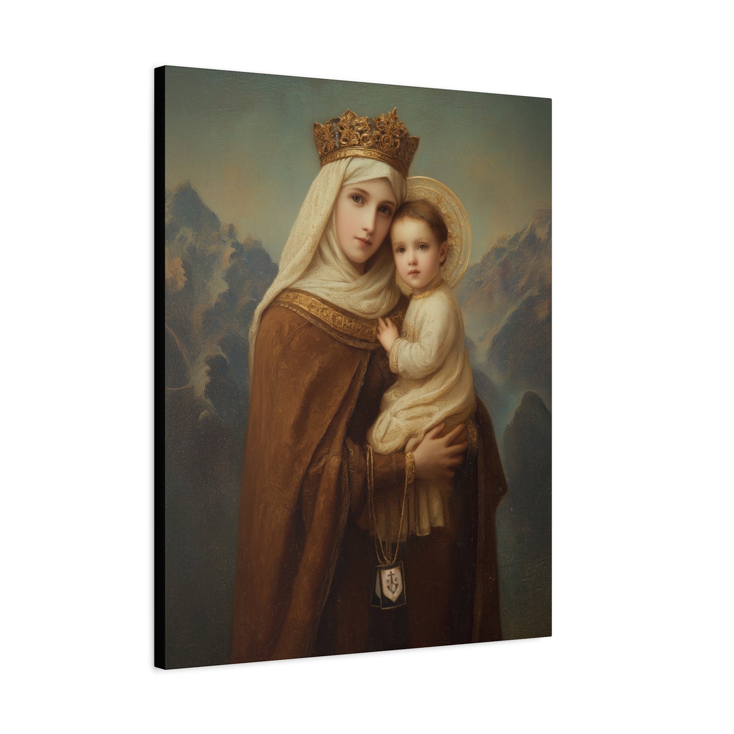 A Cord Between Heaven and Earth - Our Lady of Mount Carmel Wrapped Canvas Print - Multiple Sizes - Catholic Home art Matte Canvas, Stretched