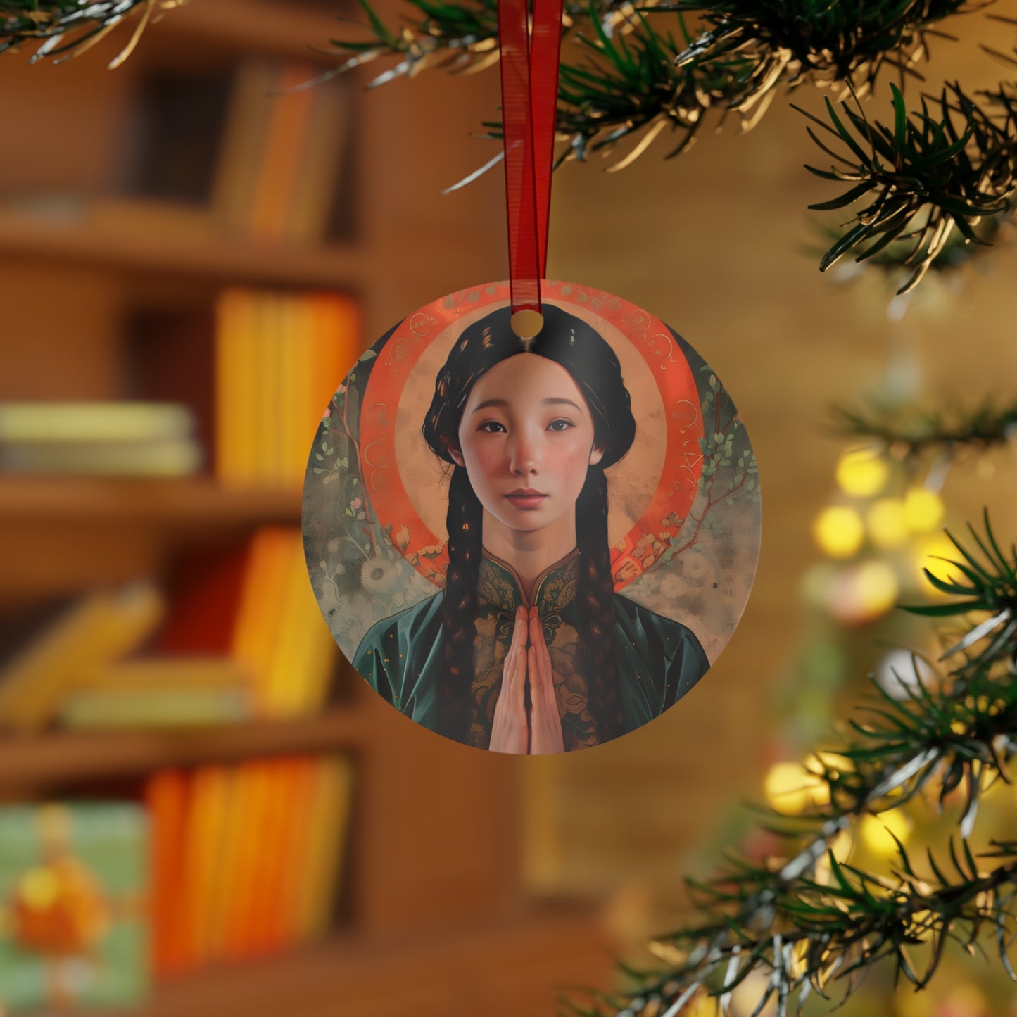 Saint Anna Wang Metal Ornament - Religious Holiday Christmas Ornament - Double sided - Catholic Keepsake - Religious Gift