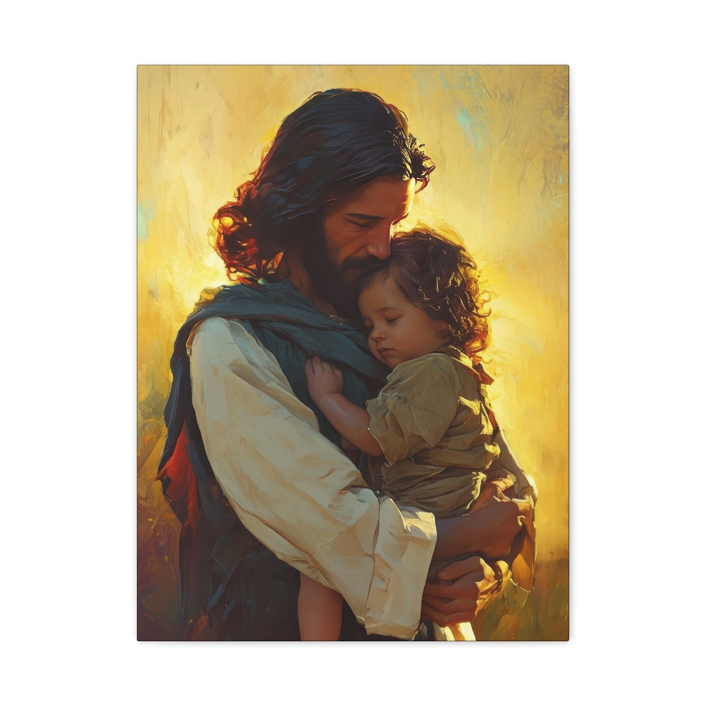Divine Protector of the Innocent - Christ and Child - Museum Wrapped Canvas - Print - Religious Art for your Home - Christian art print