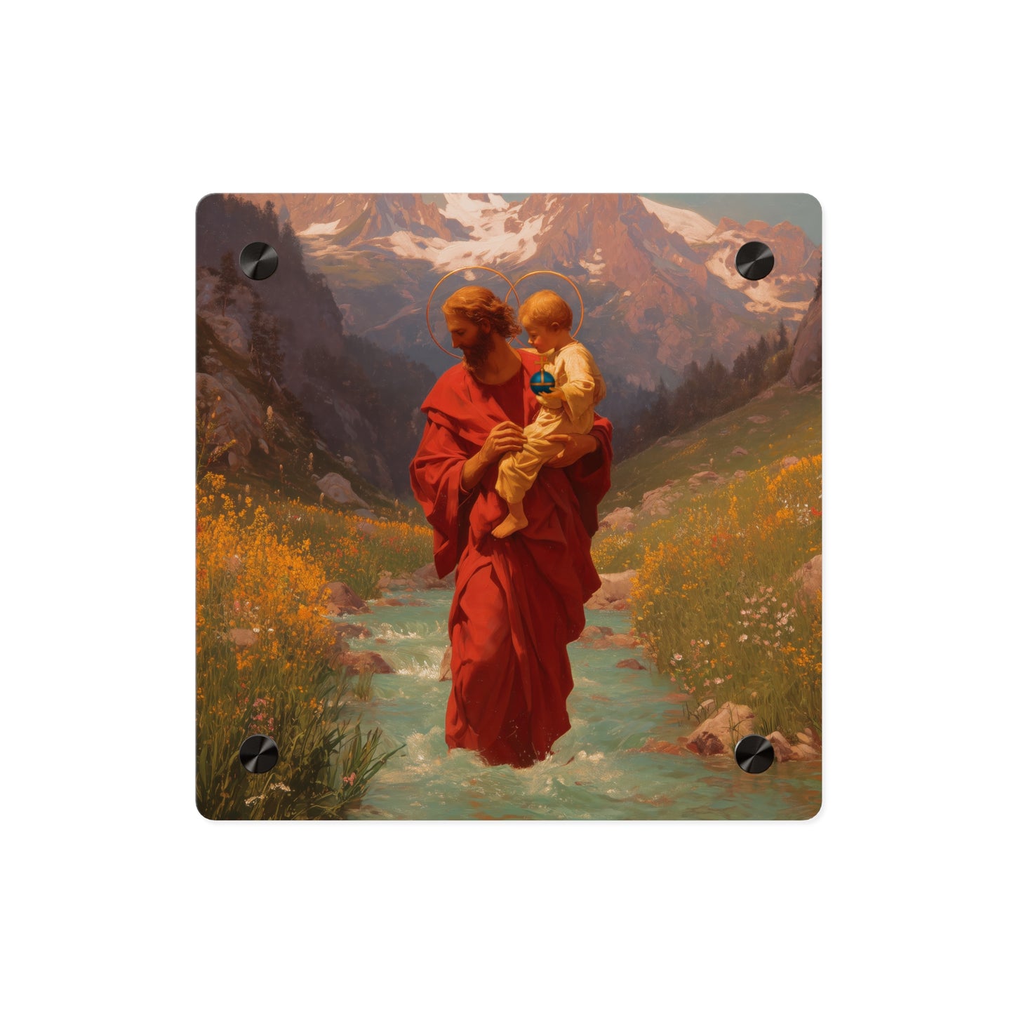 Saint Christopher Wall Art Panel - Ready to Hang Acrylic Print - Catholic Saint Art - Patron Saint Print - No Frame needed