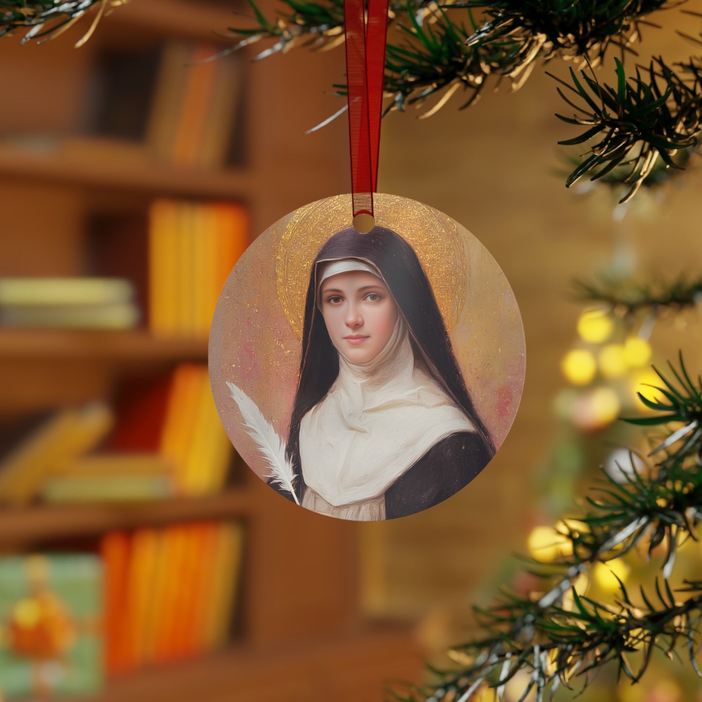 Saint Mechtildis / Mechtide of Hefta / Mechthild of Hackeborn - Metal Ornament - Religious Holiday Christmas Ornament and Keepsake