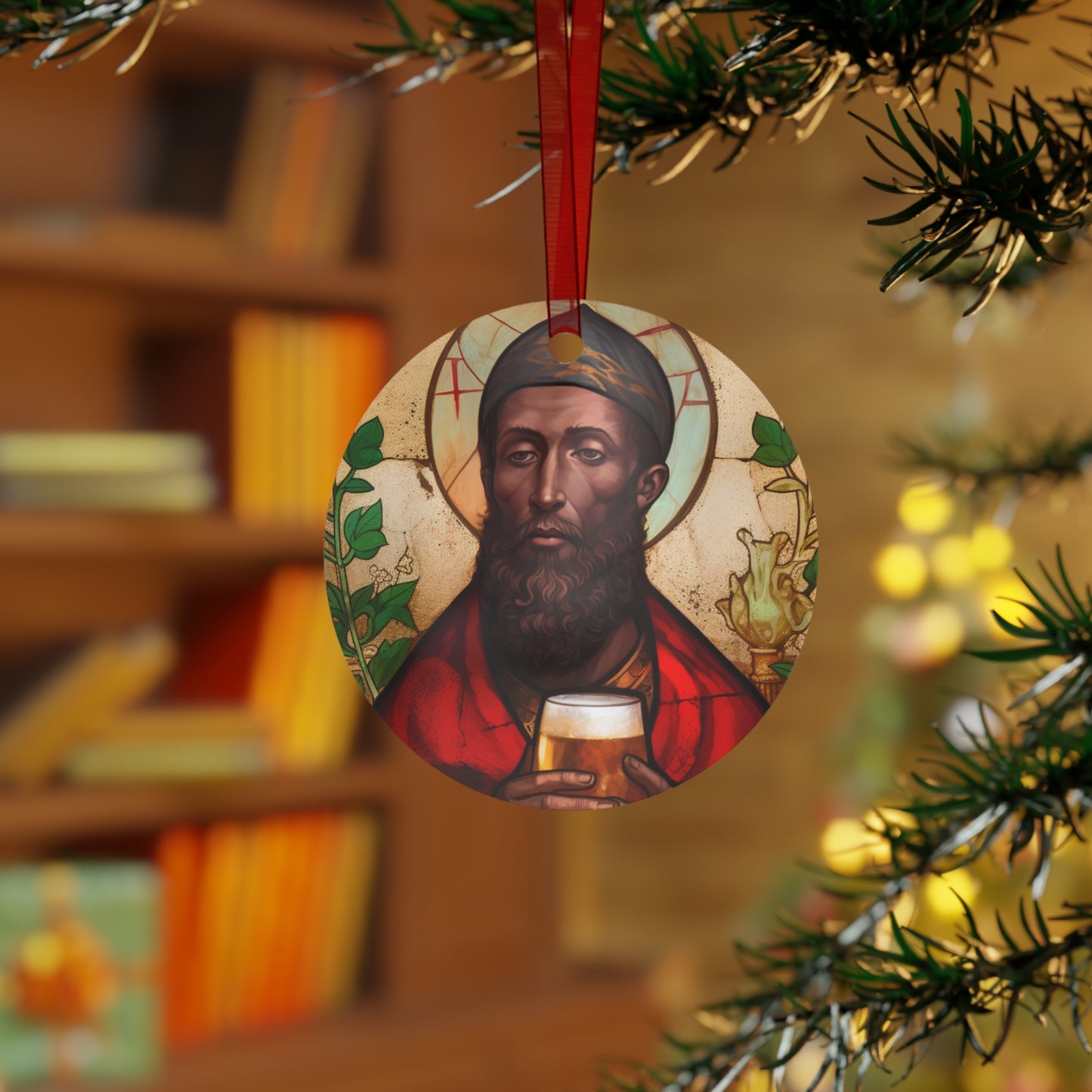 Saint Augustine of Hippo Metal Ornament - Religious Holiday Christmas Ornament and Keepsake - Double sided