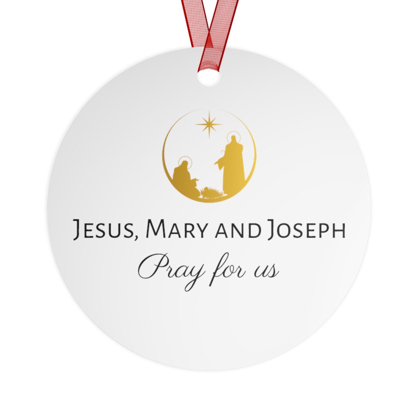 Divine Harmony - The Holy Family Metal Ornament - Religious Holiday Christmas Ornament and Keepsake - Prayer Ornament - Jesus, Mary, Joseph