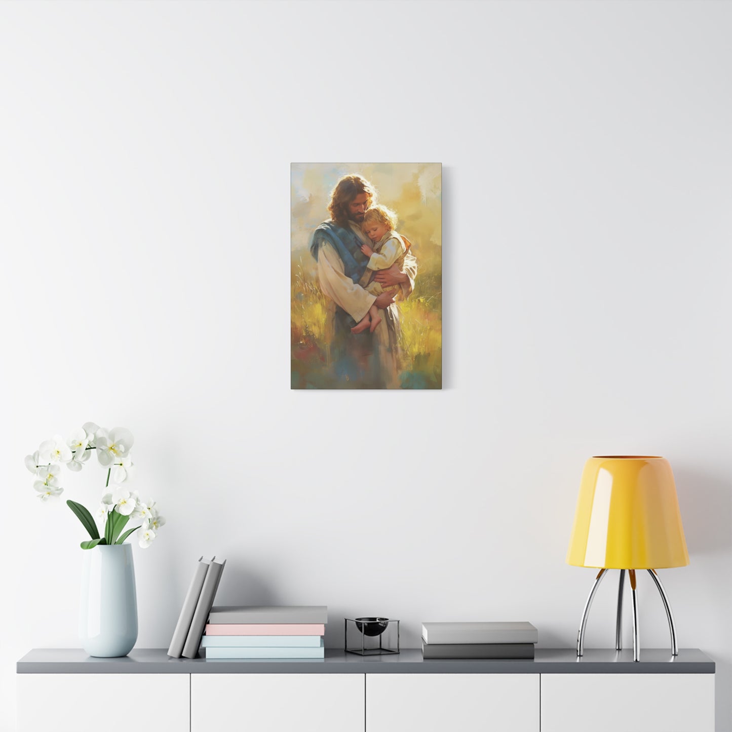 Jesus, Guardian of Innocence - Christ and Child - Museum Wrapped Canvas - Print - Religious Art for your Home - Christian art print