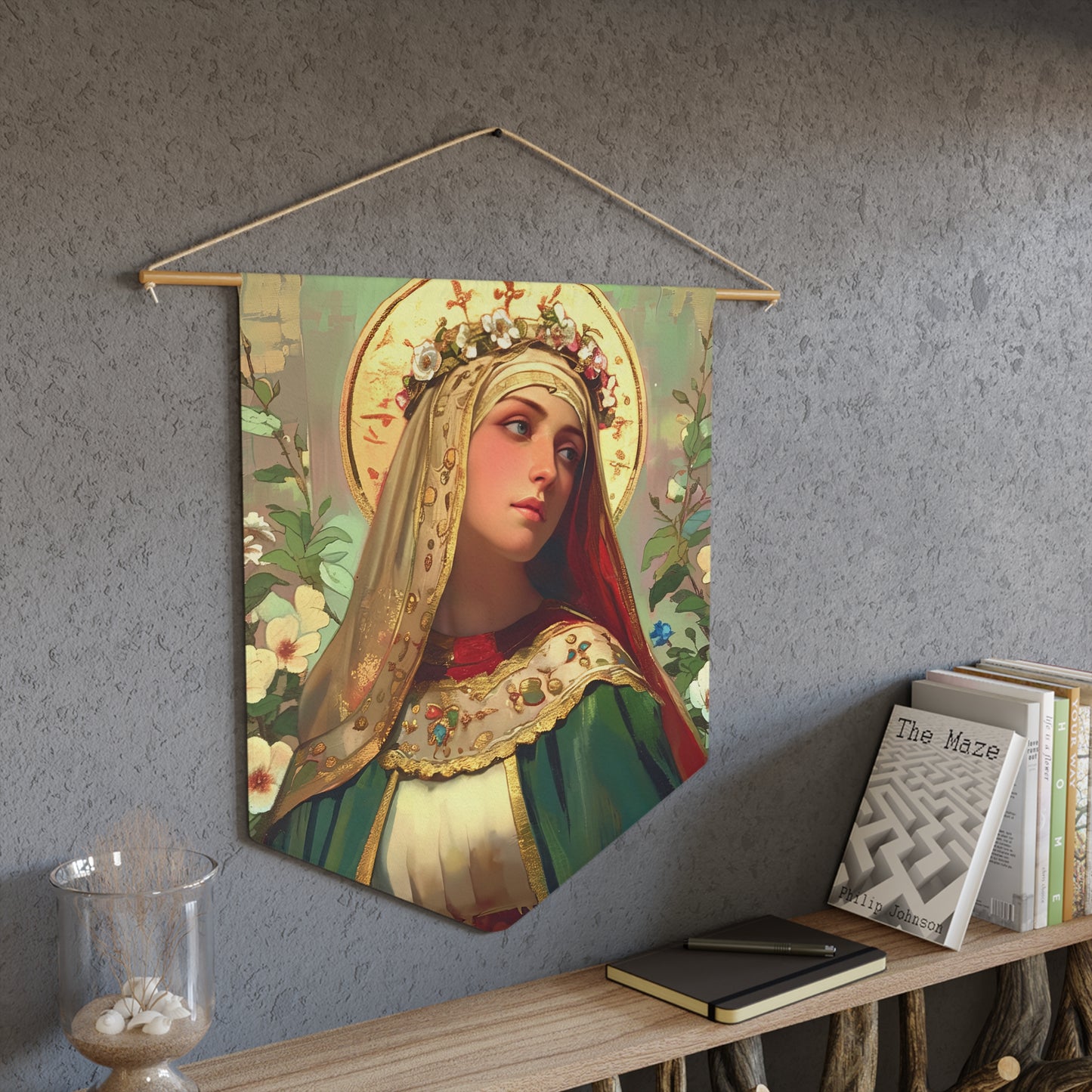 Saint Matilda of Germany Wall Banner / Wall Hanging - Prayer room art - Catholic Home Art - Large Saint Art - 18" x 21"