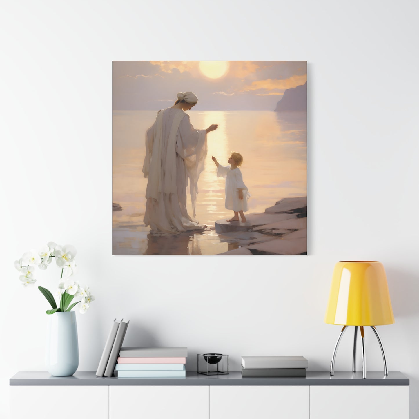 Divine Maternal Grace Museum Wrapped Canvas - Sanctified Souls Print - Mother & Child Nursery Art - New Mother - Religious Art for Mothers