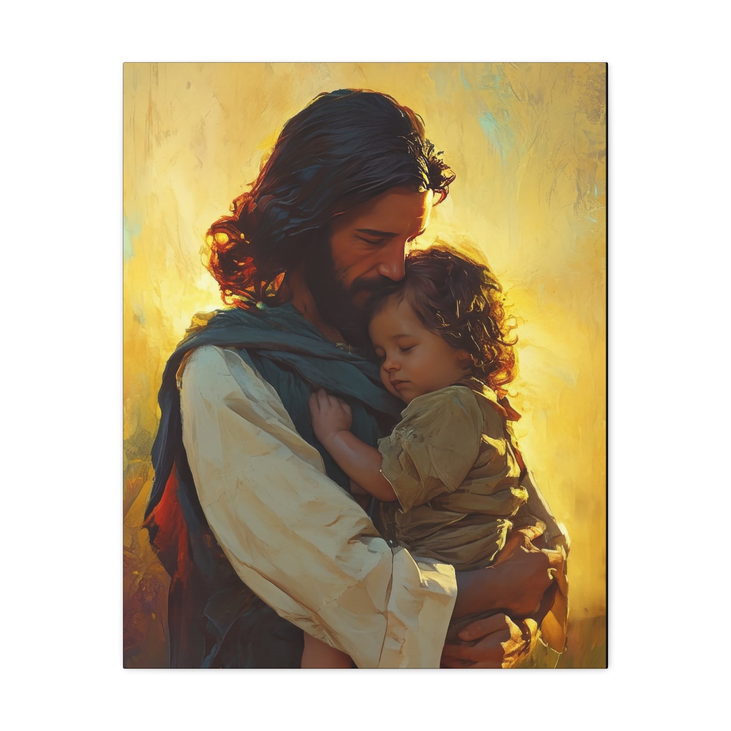 Divine Protector of the Innocent - Christ and Child - Museum Wrapped Canvas - Print - Religious Art for your Home - Christian art print