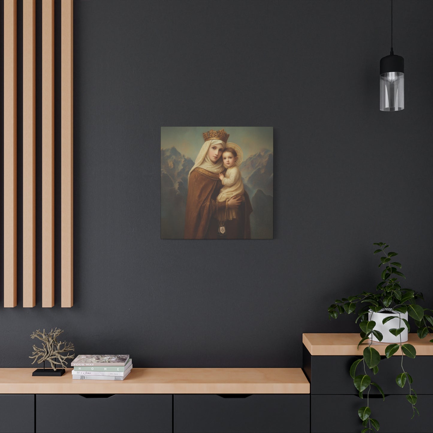 A Cord Between Heaven and Earth - Our Lady of Mount Carmel Wrapped Canvas Print - Multiple Sizes - Catholic Home art Matte Canvas, Stretched