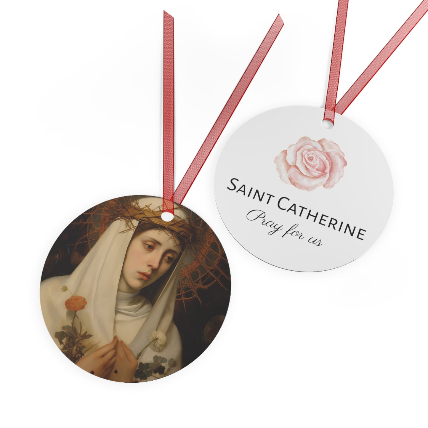Saint Catherine of Siena Metal Ornament - Religious Holiday Christmas Ornament and Keepsake - Catholic Prayer Ornament