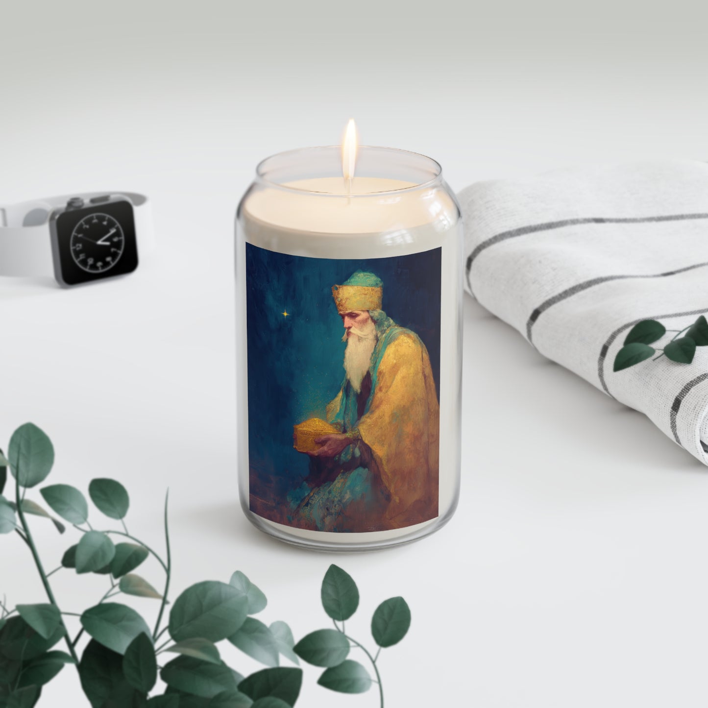 Caspar and the Offering of Worship - 3 Wise Men - Scented Prayer Candle, 13.75oz - Tall Size - Religious Prayer Candle