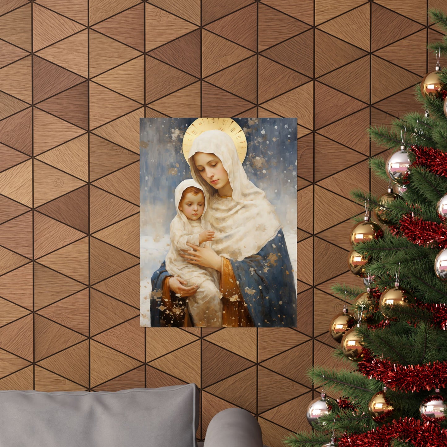 Winter's Grace : Our Lady of the Snows Print - Sanctified Souls Print - Multiple Sizes - Premium Matte Vertical Posters