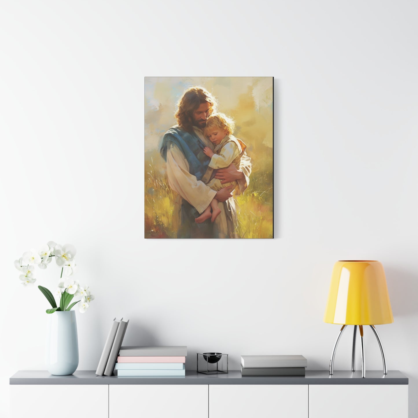 Jesus, Guardian of Innocence - Christ and Child - Museum Wrapped Canvas - Print - Religious Art for your Home - Christian art print