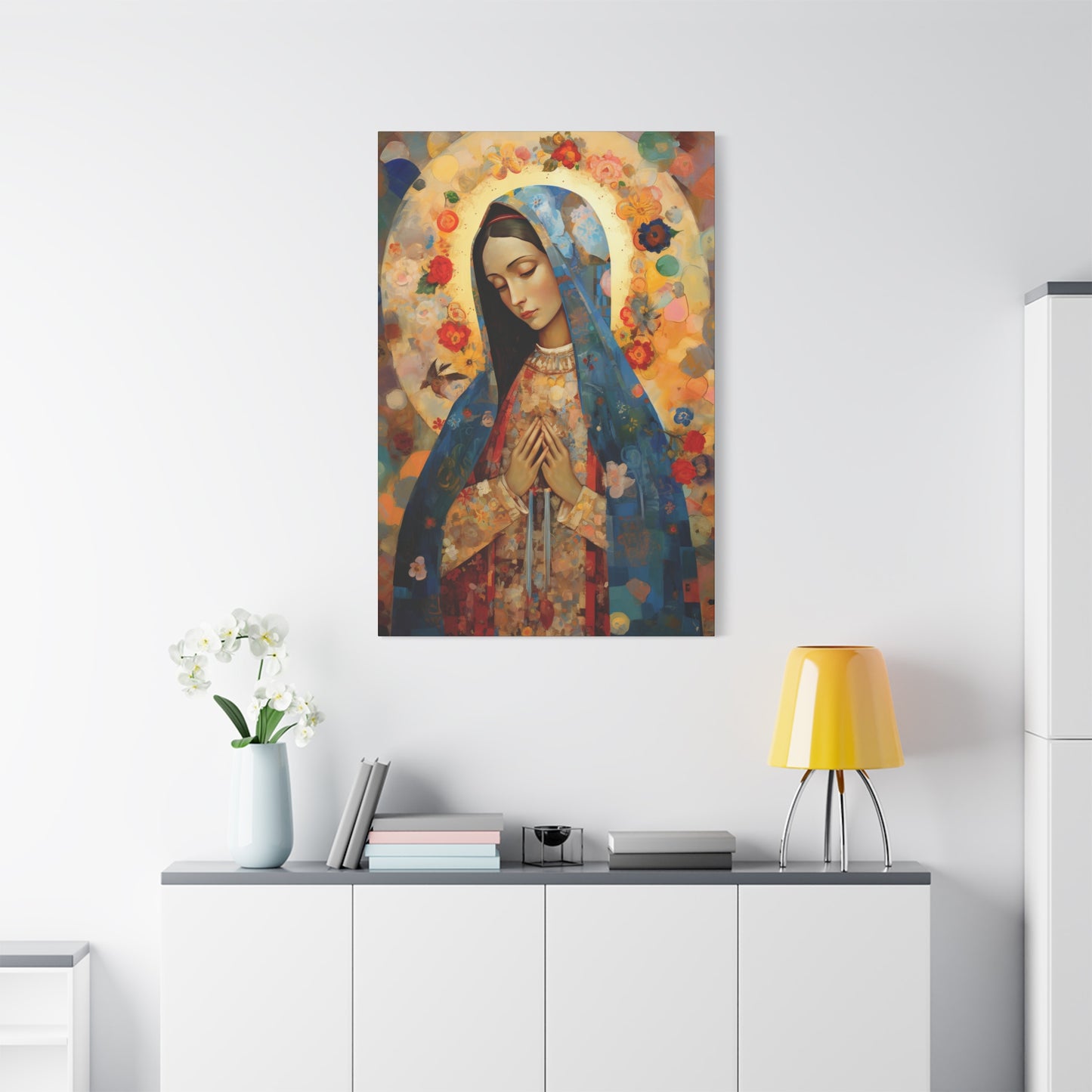 Mary's Silent Blessing - Museum Wrapped Canvas - Sanctified Souls Print - Religious Art for your Home - The Virgin Mary