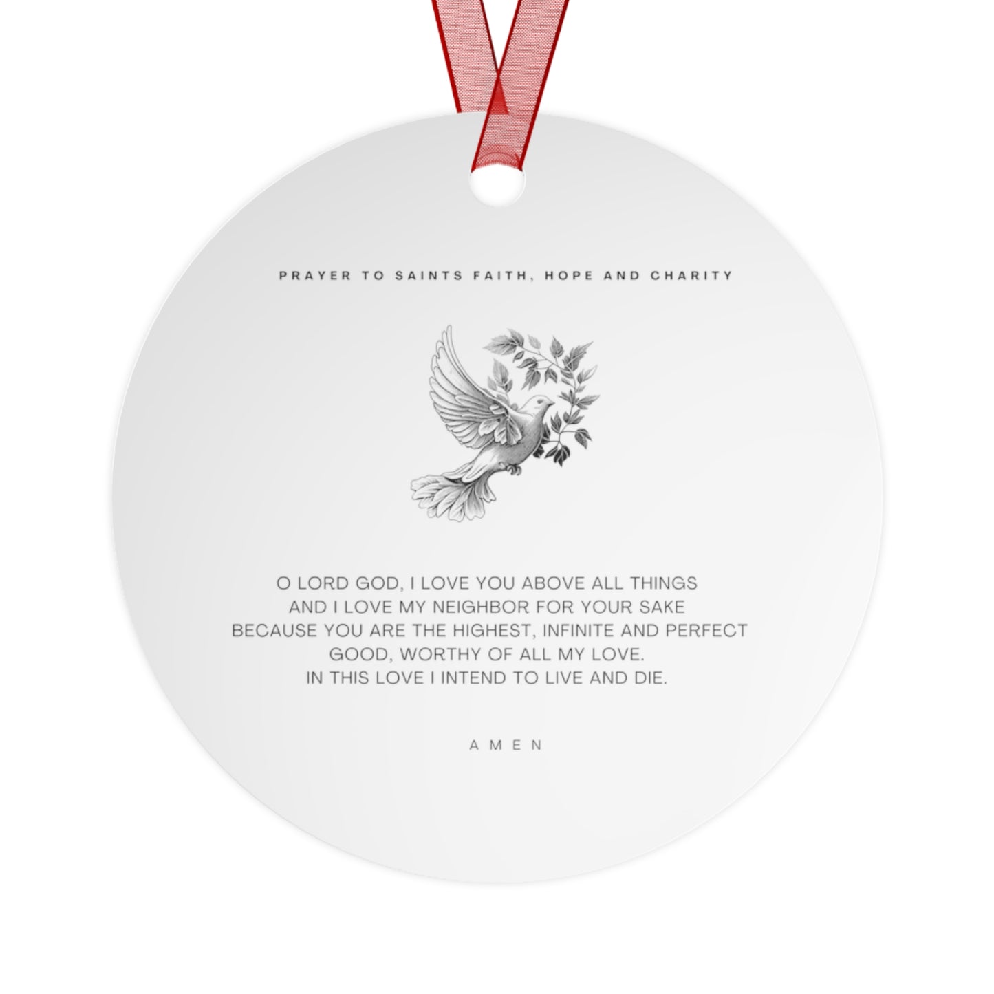 Saints Faith, Charity and Hope Metal Ornament - Religious Holiday Christmas Ornament and Keepsake - Double sided - Prayer Ornament