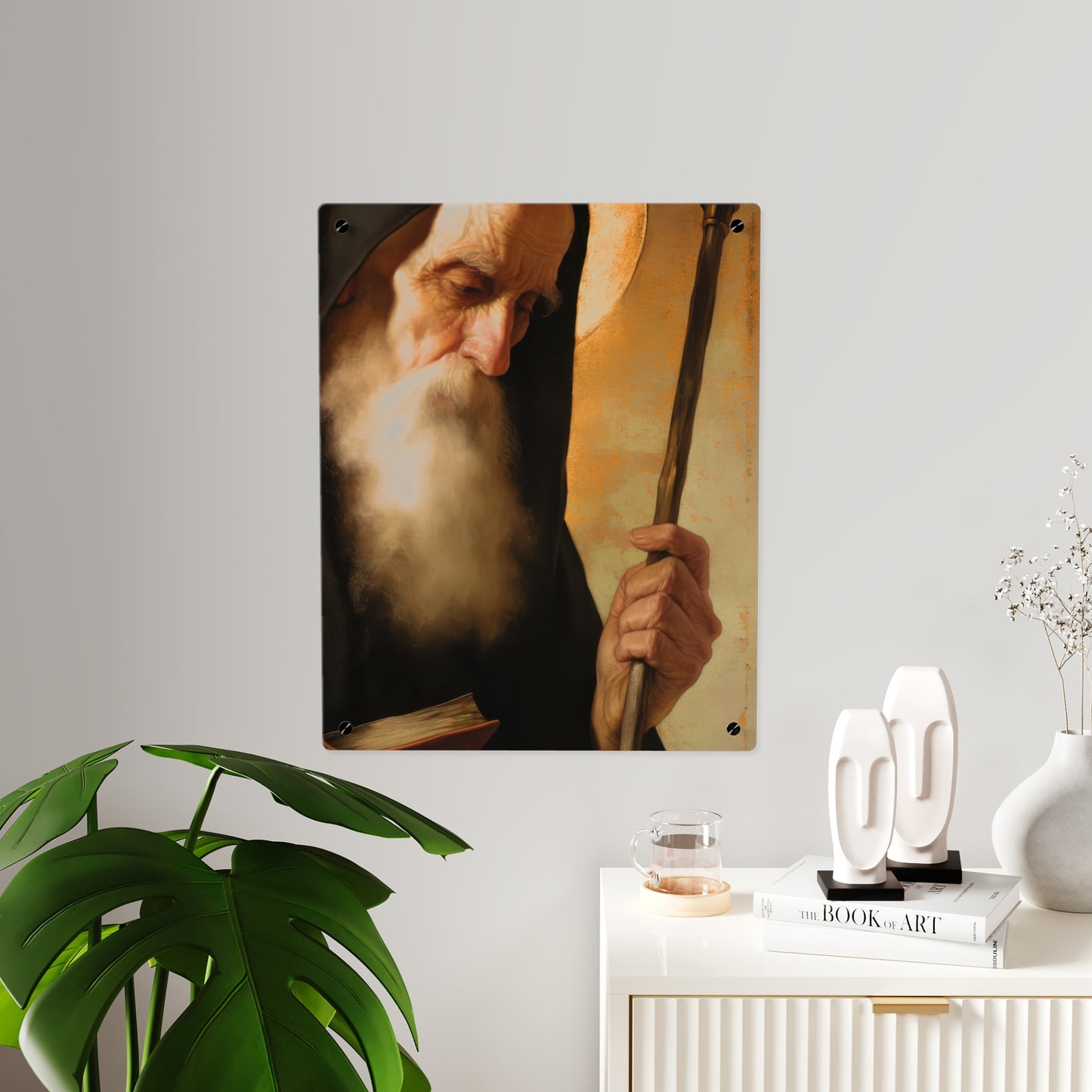 Saint Benedict Wall Art Panel - Ready to Hang Acrylic Print - Catholic Saint Art - Patron Saint Print - No Frame needed