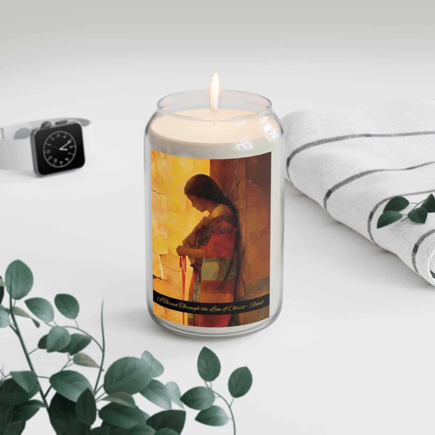 A Thread Through the Line of Christ - Rahab - Scented Prayer Candle, 13.75oz - Tall Size - Religious Prayer Candle