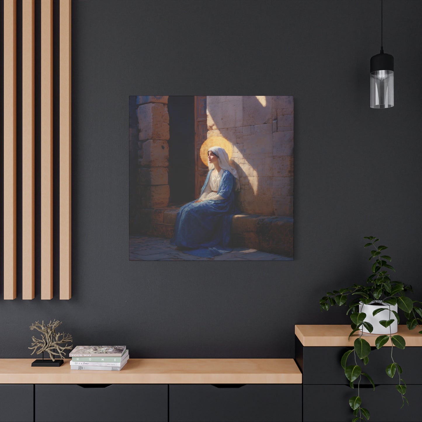 The Quiet Fiat That Split the Darkness, Mary's Yes - Gallery Wrapped Canvas - Print - Religious Art for your Home - Catholic Art