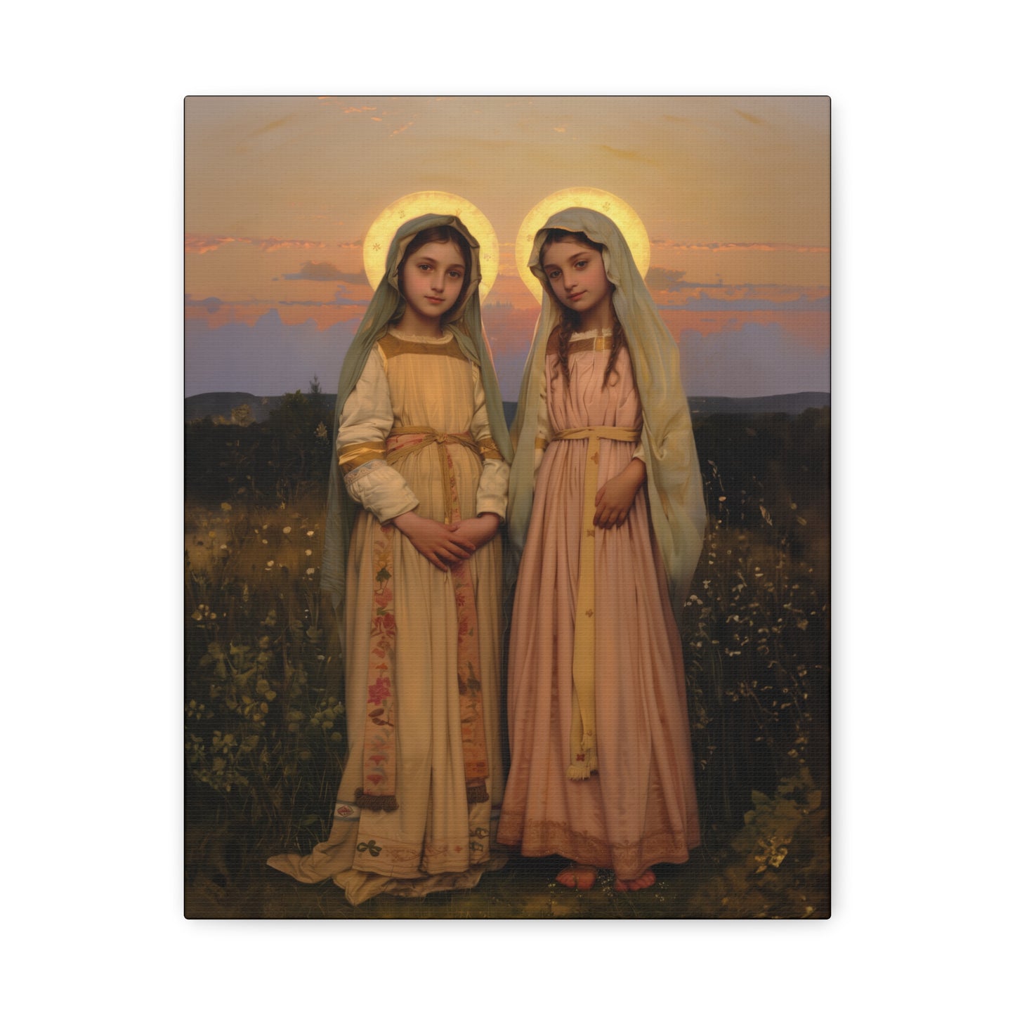 Saints Nunilo and Alodia - Museum Wrapped Canvas - Print - Religious Art for your Home - Christian print - Prayer Room Catholic Saint