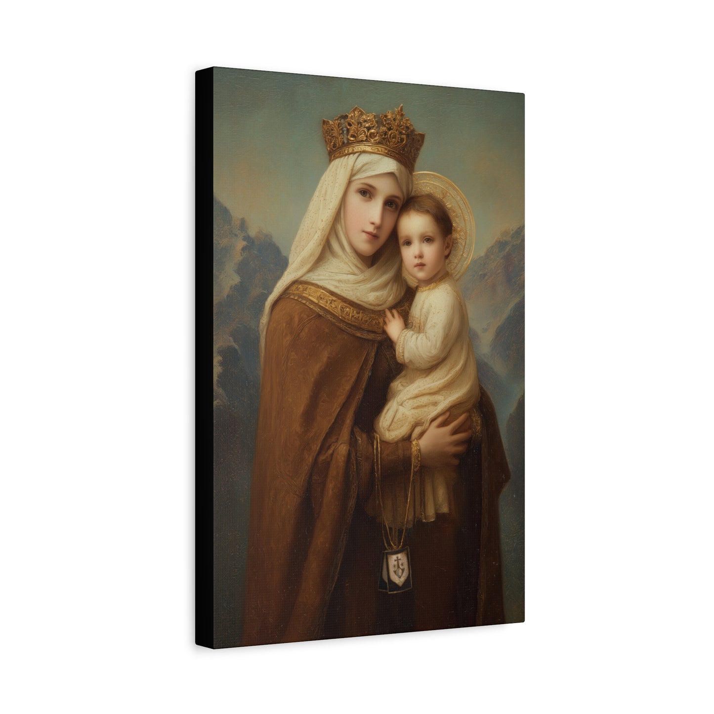 A Cord Between Heaven and Earth - Our Lady of Mount Carmel Wrapped Canvas Print - Multiple Sizes - Catholic Home art Matte Canvas, Stretched