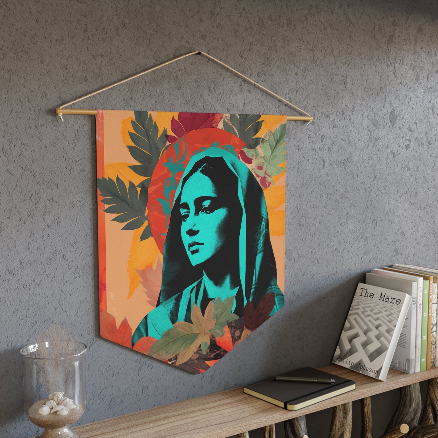 Our Lady of Guadalupe Wall Banner / Wall Hanging - Unique Religious Art for your home - Prayer room - Catholic Home Art - 18" x 21"
