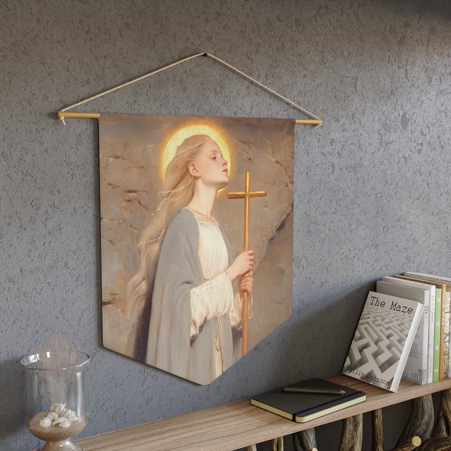 Saint Margaret of Antioch Pennant / Banner / Wall Hanging - Prayer room art - 18" x 21" - Catholic - Large Banner