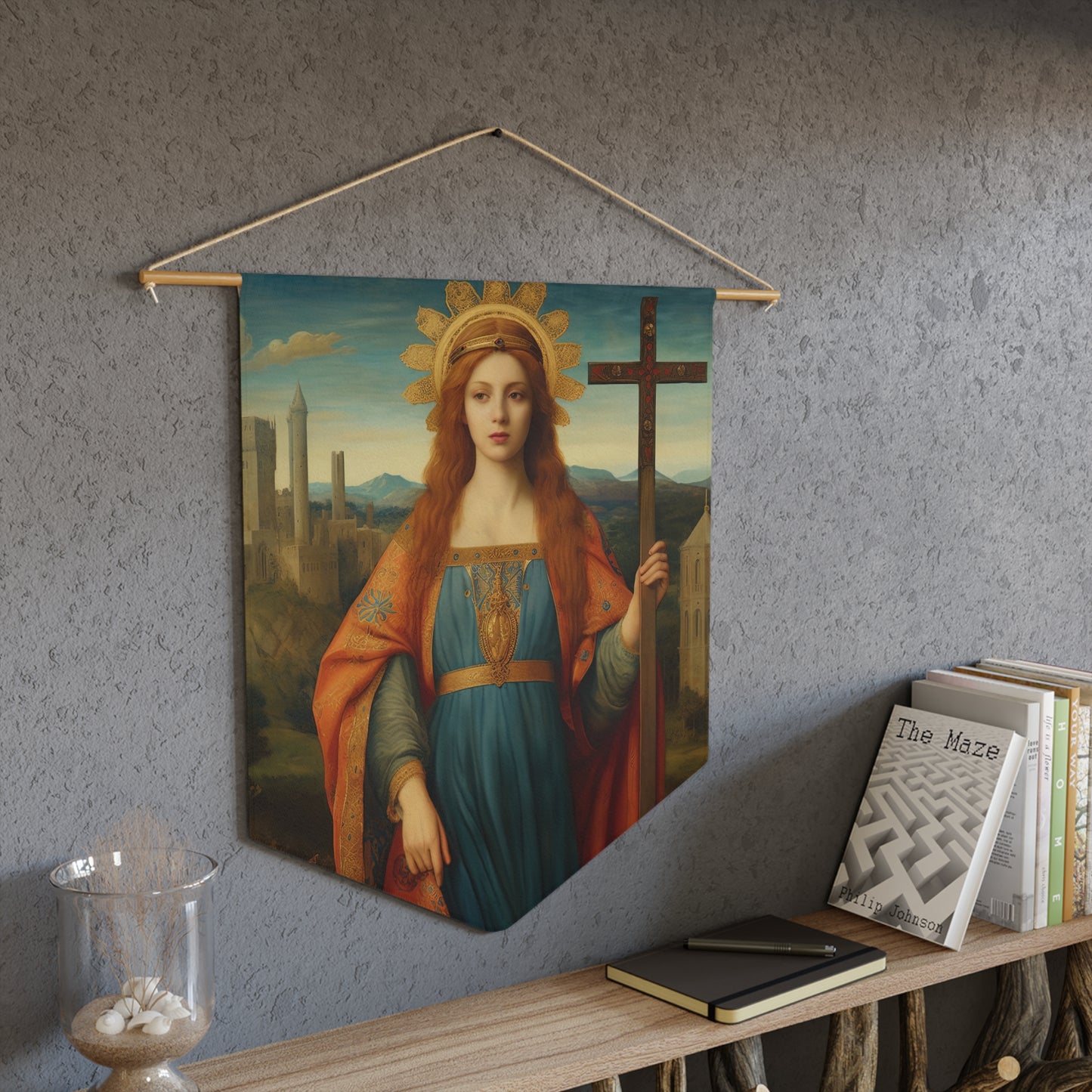 Saint Helena Wall Banner / Wall Hanging - Our Lady of Guadalupe Art - Prayer room art - Catholic Home Art - Large Saint Art - 18" x 21"