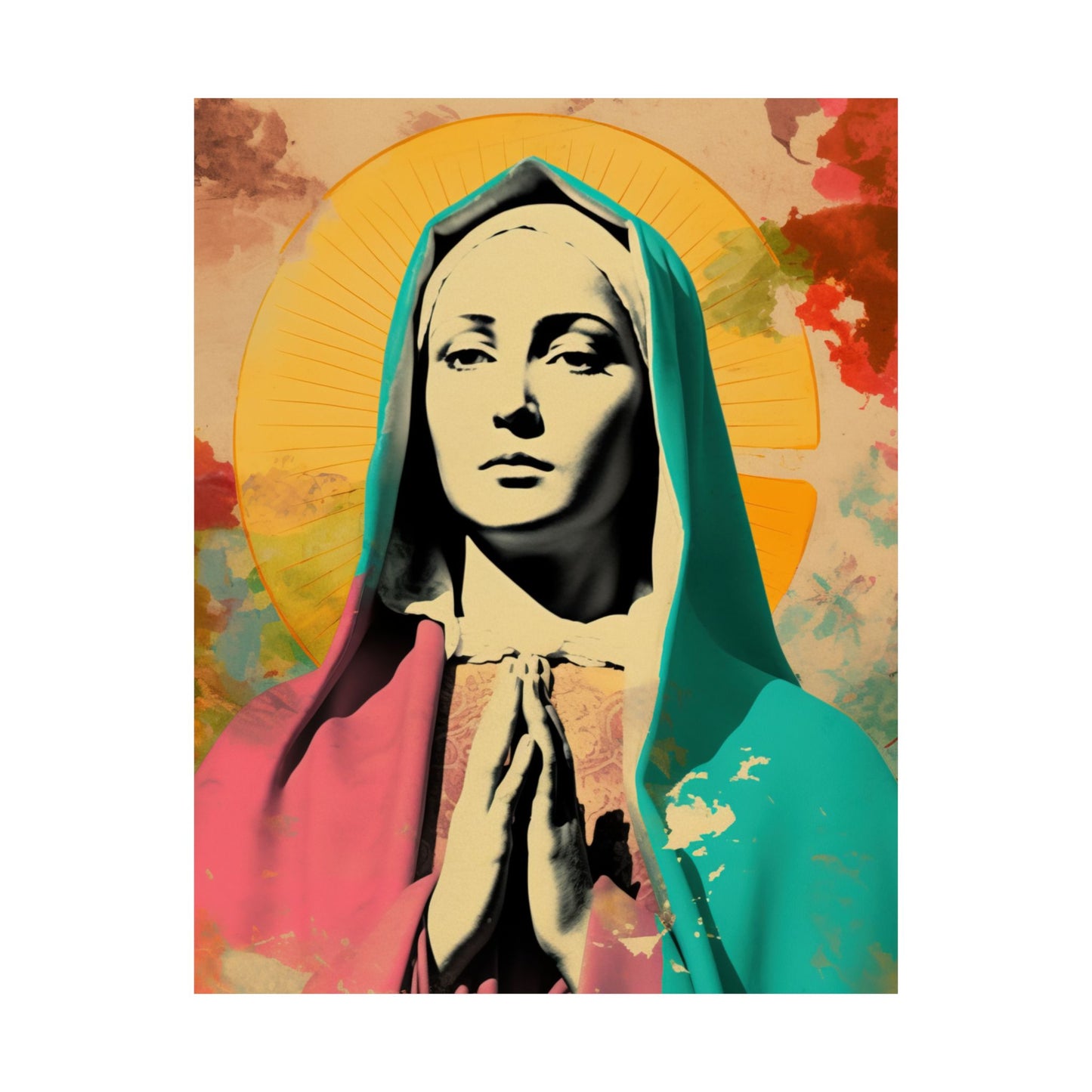 Mary The Blessed Virgin - Sanctified Souls Print - Multiple Sizes - Premium Matte Vertical Poster - Pop Surreal Lowbrow Art Style