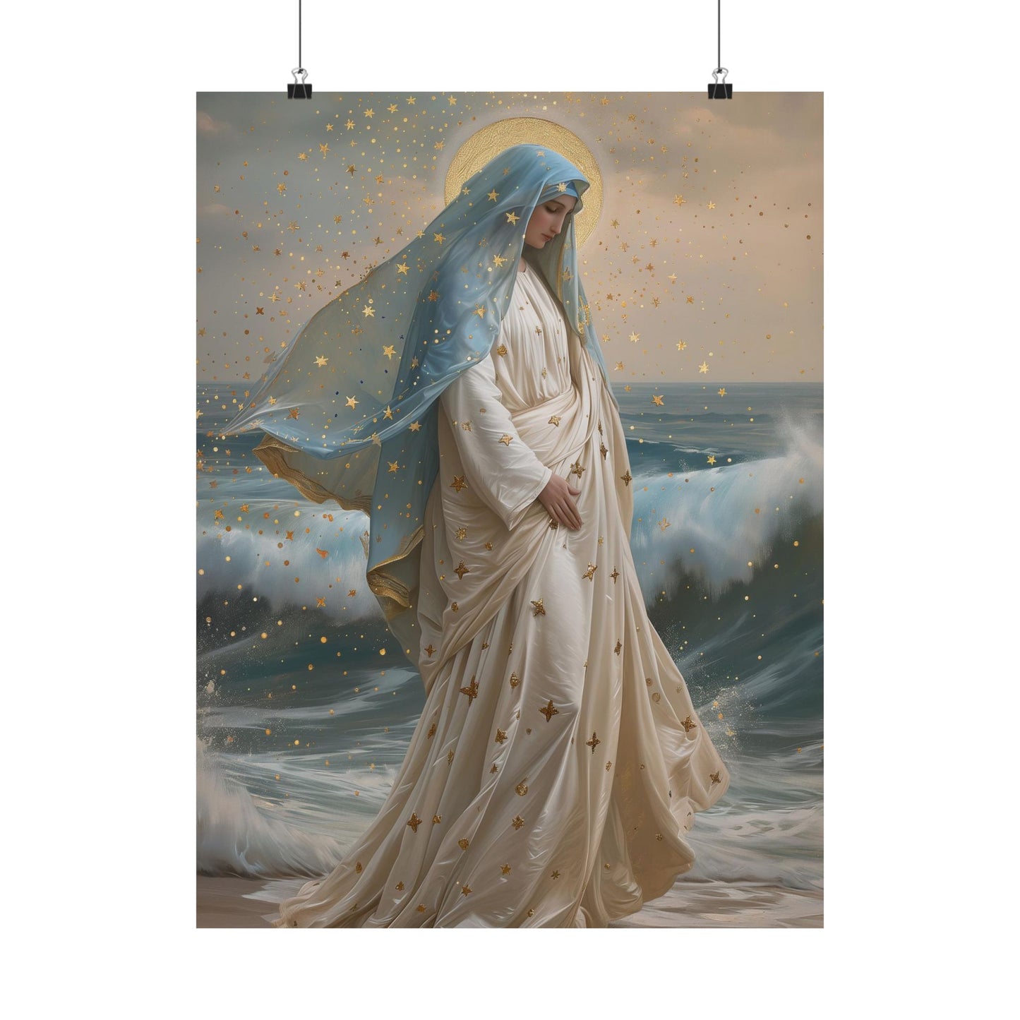 Ocean's Embrace - Devotion to Our Lady Oval Necklace - Sanctified Souls - Multiple Sizes - Premium Matte Posters - Our Lady Star of the Sea