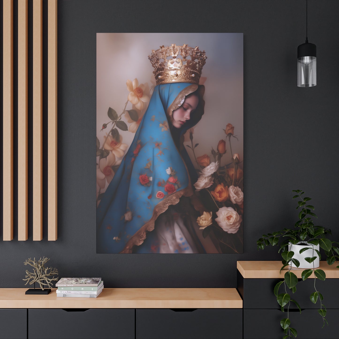 Our Lady of the Roses - Gallery Wrapped Canvas - Print - Religious Art for your Home - Catholic Art