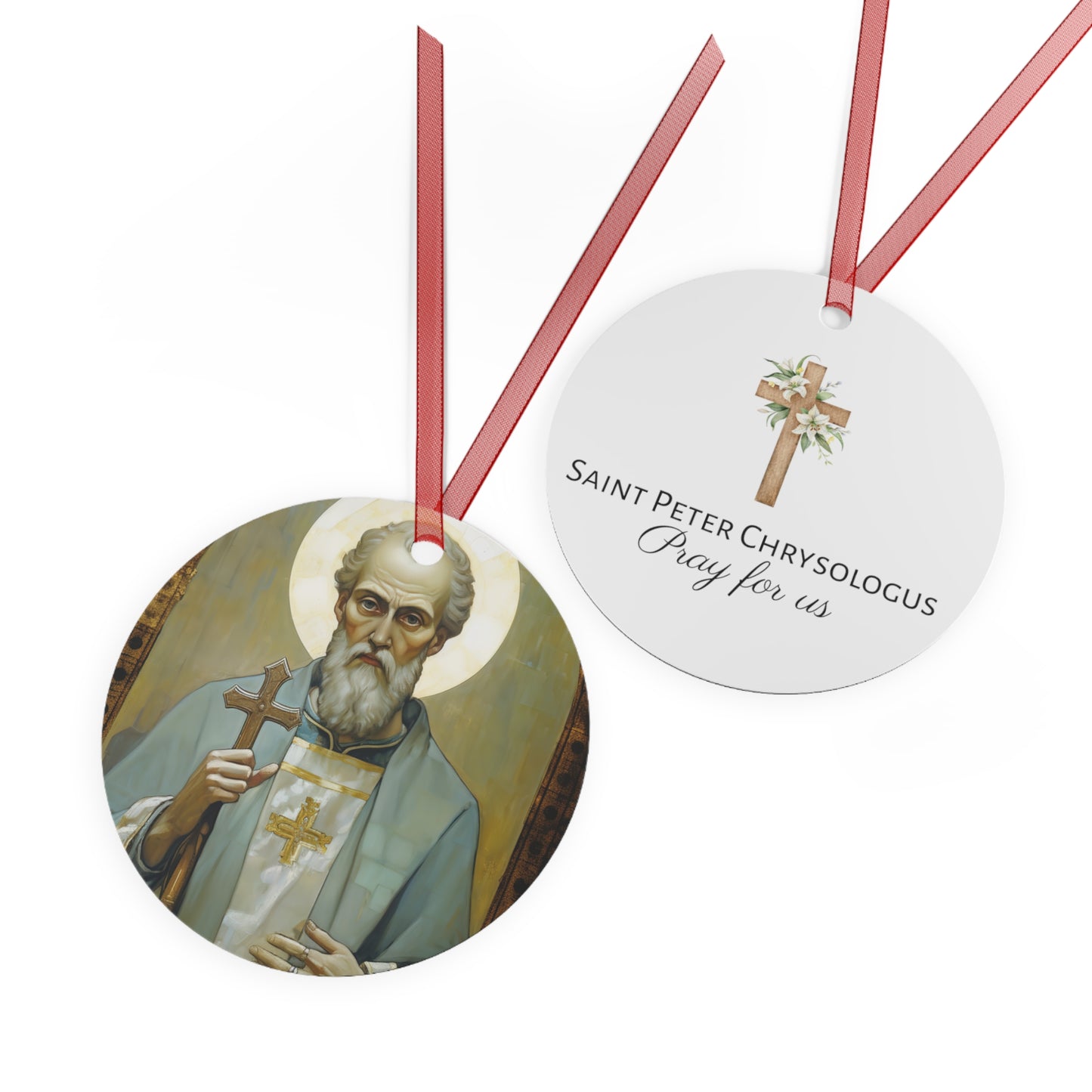 Saint Peter Chrysologus - Religious Holiday Christmas Ornament and Keepsake - Double sided Keepsake Religious Ornament