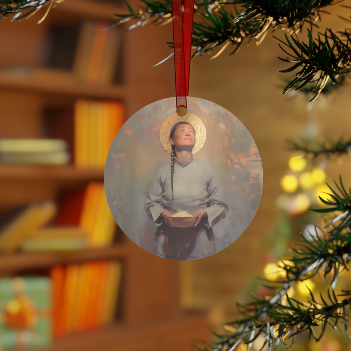 Saint Martha Wang - Chinese Martyr Saint - Metal Ornament - Religious Holiday Christmas Ornament and Keepsake