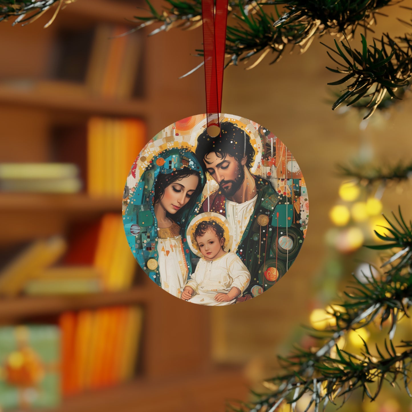 Eternal Light - Mary, Joseph, and the Christ Child Metal Ornament - Religious Holiday Christmas Ornament - Prayer Ornament - Holy Family