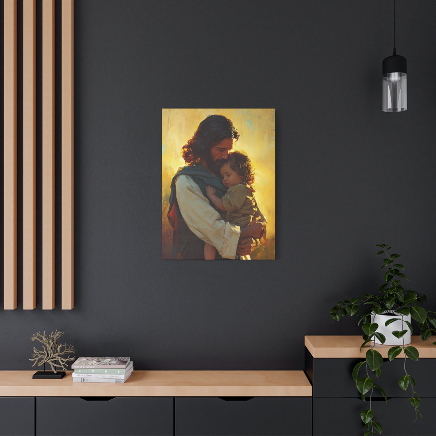 Divine Protector of the Innocent - Christ and Child - Museum Wrapped Canvas - Print - Religious Art for your Home - Christian art print