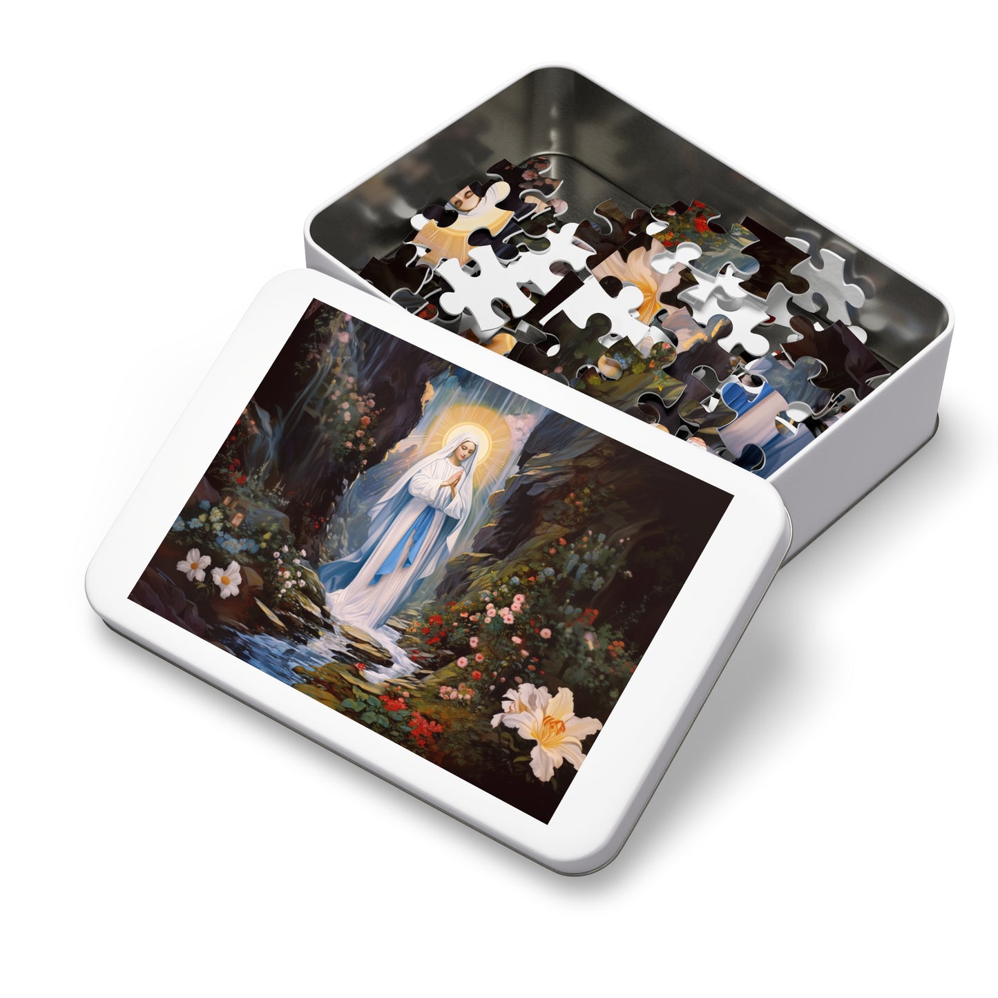 Our Lady of Lourdes - Puzzle and Keepsake Tin - Religious Jigsaw Puzzle (30, 110, 252, 500,1000-Piece) - Religious Puzzle