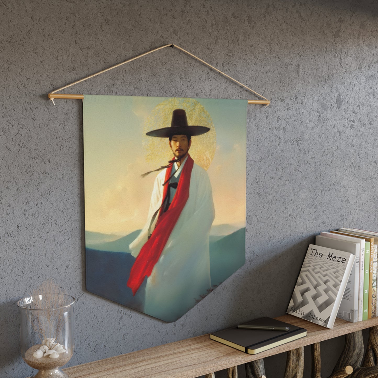 Saint Andrew Kim Taegon Pennant / Banner / Wall Hanging - Prayer room art - 18" x 21" - Catholic - Large Banner - Gifts for Catholics