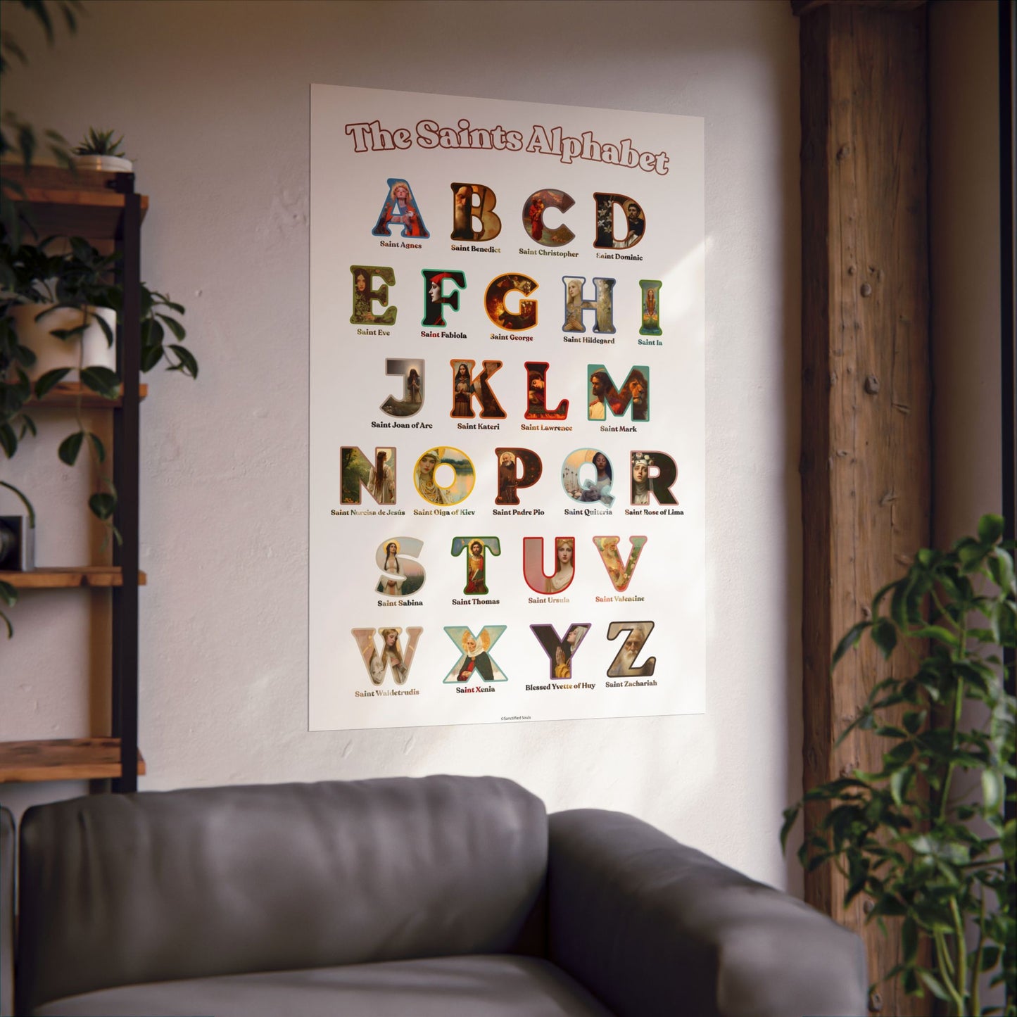 Catholic Saints ABC Print - Alphabet Poster - A to Z Saints Wall Art - Catholic Saints Chart- Classroom / Homeschool - Saints of the Church