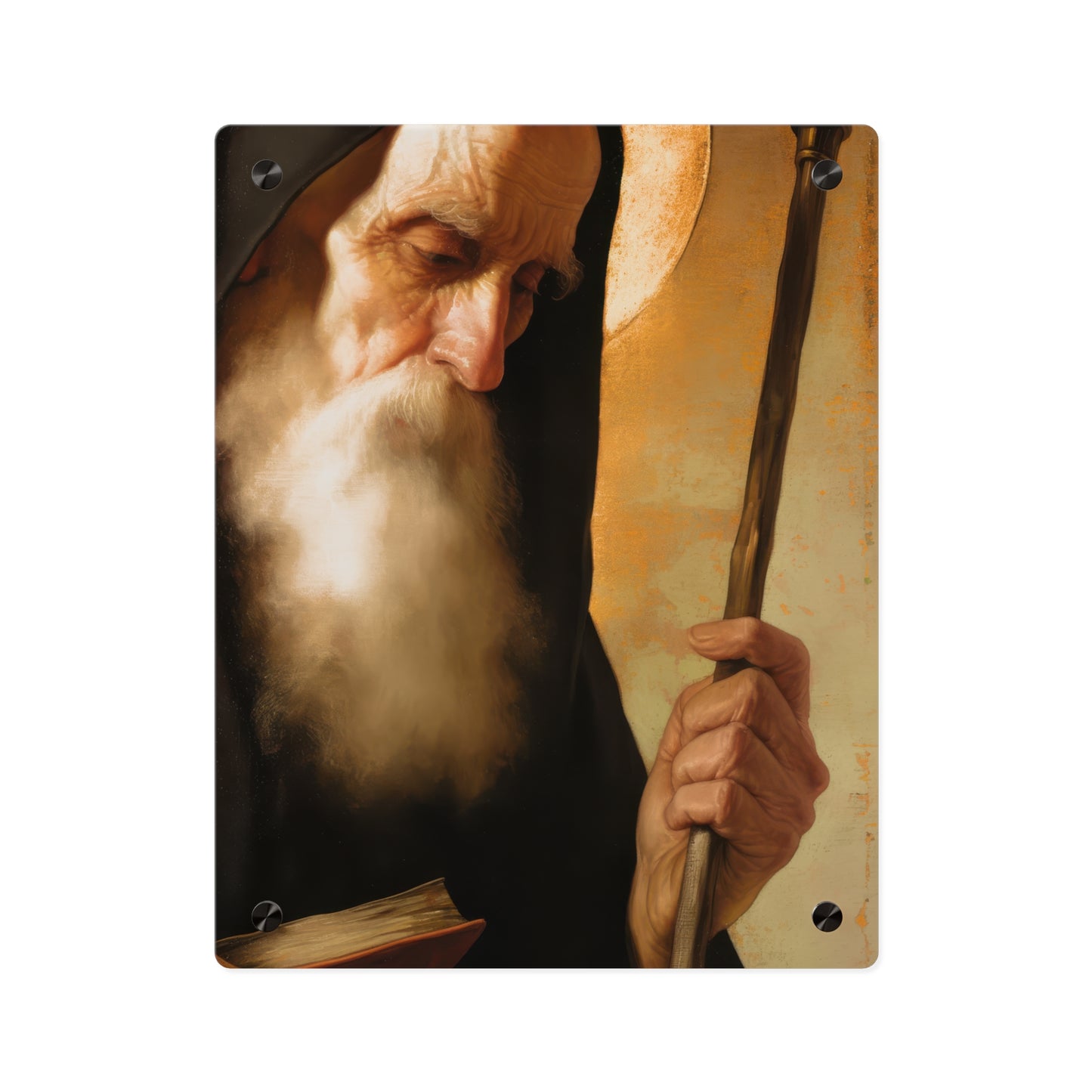 Saint Benedict Wall Art Panel - Ready to Hang Acrylic Print - Catholic Saint Art - Patron Saint Print - No Frame needed