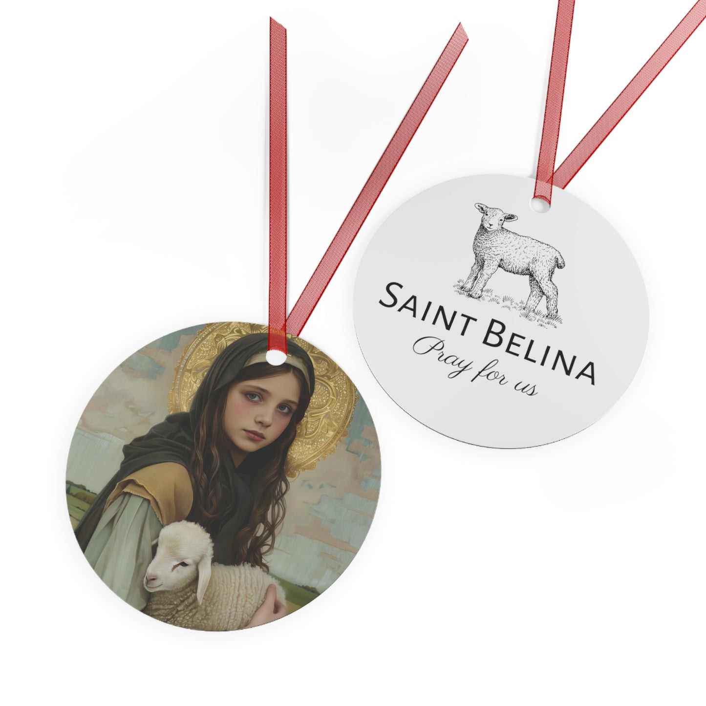 Saint Belina Metal Ornament - Religious Holiday Christmas Ornament - Double sided - Catholic Keepsake - Small Gift - Religious Gift
