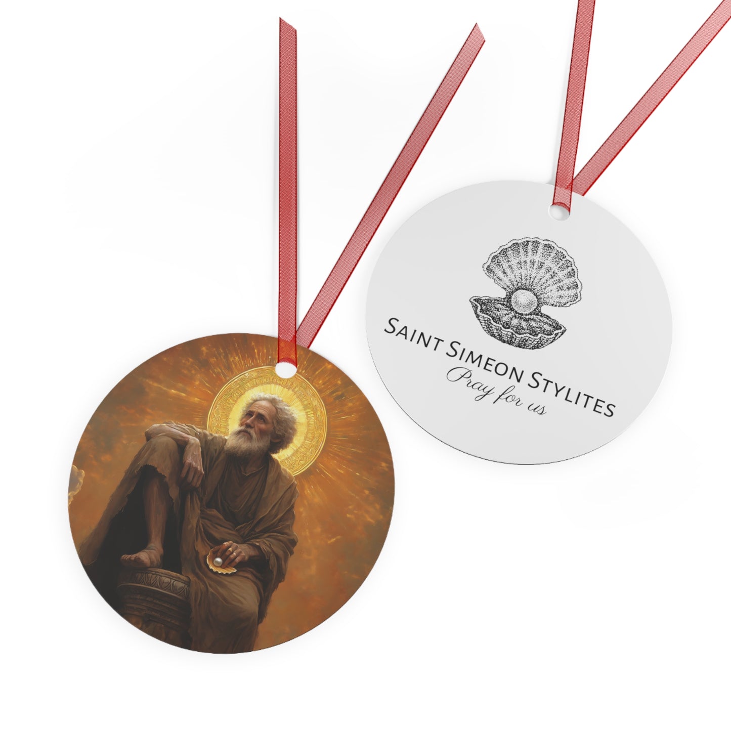 Saint Simeon Stylites Metal Ornament - Religious Holiday Christmas Keepsake - Religious Catholic Tree Ornament - Holiday Christmas Gift
