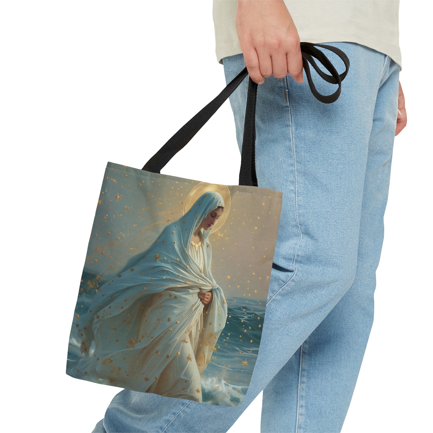 Guiding Light - Our Lady, Star of the Sea Tote Bag - Large Medium Small Faith Art Bag - Re usable Tote Purse - Double Sided - Catholic Art