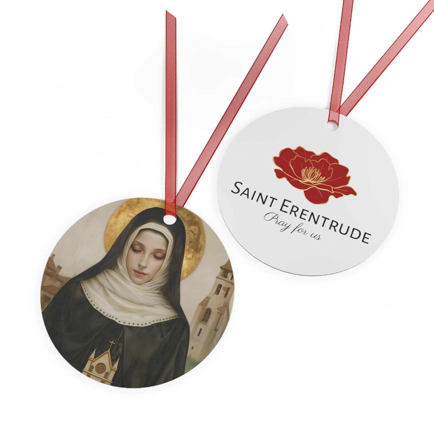 Saint Erentrude Metal Ornament - Religious Holiday Christmas Ornament and Keepsake - Catholic Religious Keepsake