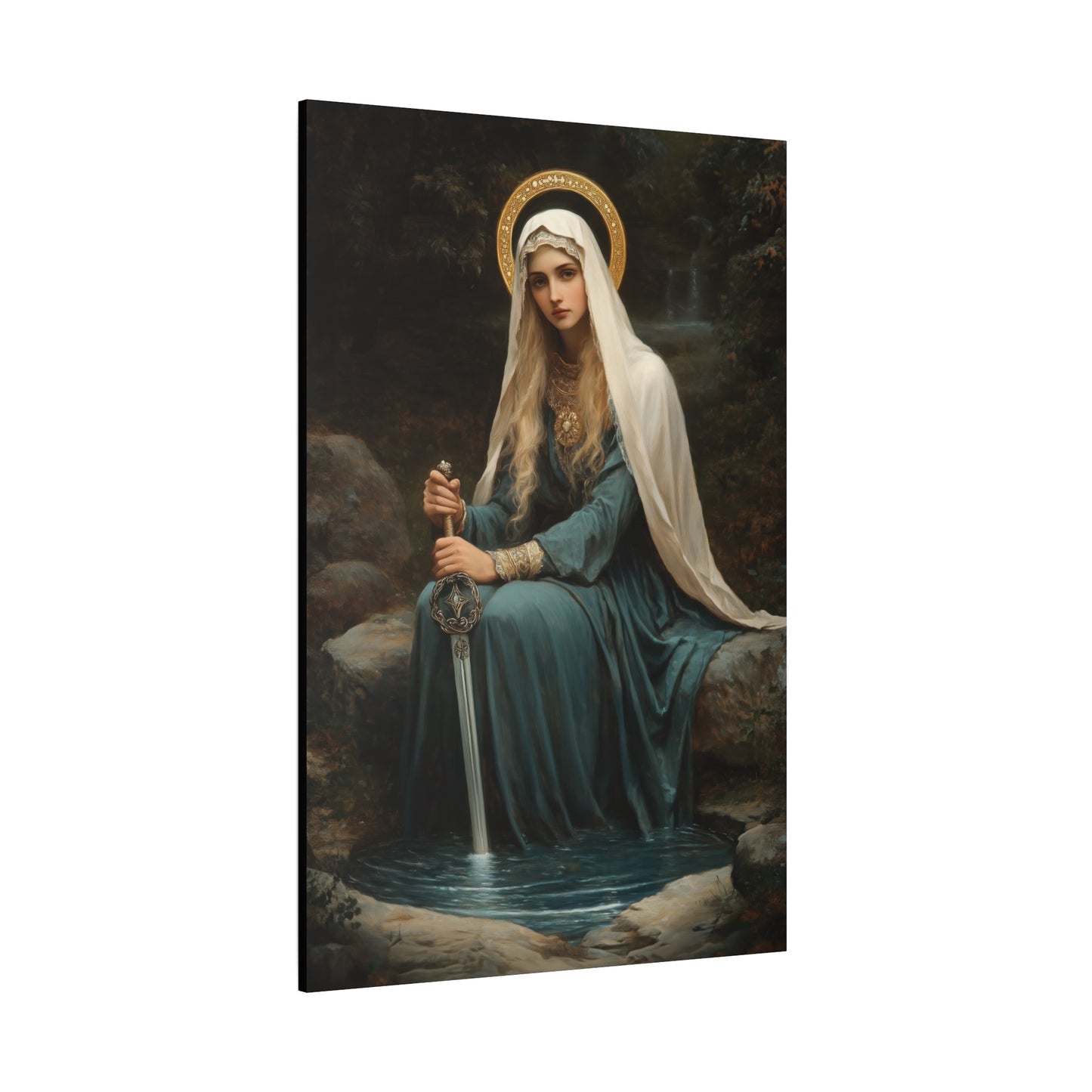 Saint Winifred - Museum Wrapped Canvas - Print - Religious Art for your Home - Christian print - Prayer Room Art - Catholic