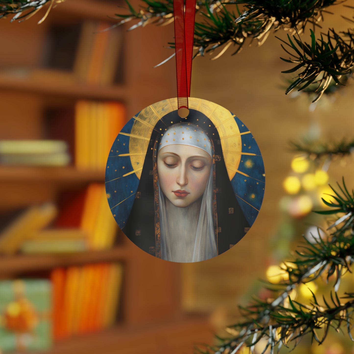 Saint Bridget of Sweden Metal Ornament - Religious Holiday Christmas Ornament and Keepsake - Double sided - Prayer Ornament - Catholic Gift