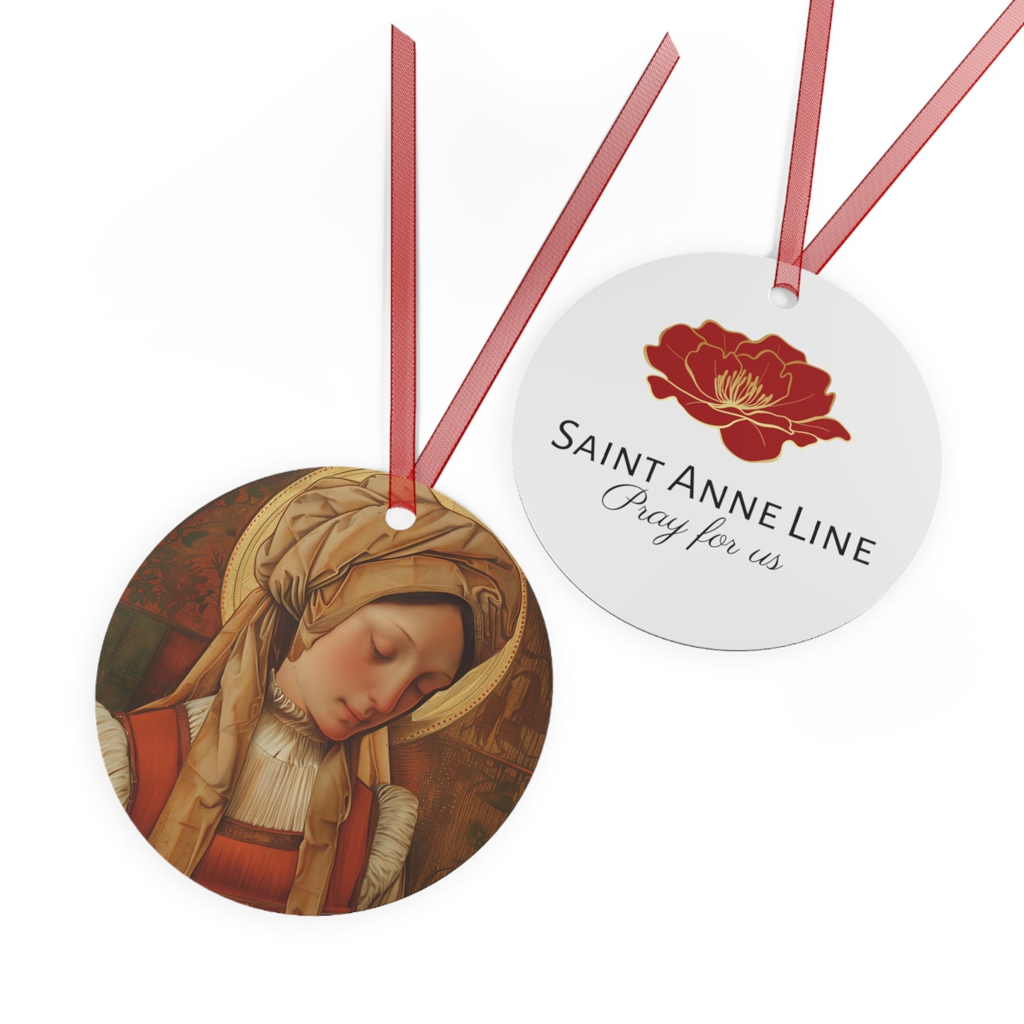 Saint Anne Line Metal Ornament - Religious Holiday Christmas Ornament and Keepsake - Anna Line - Catholic Prayer Ornament - Gift Item