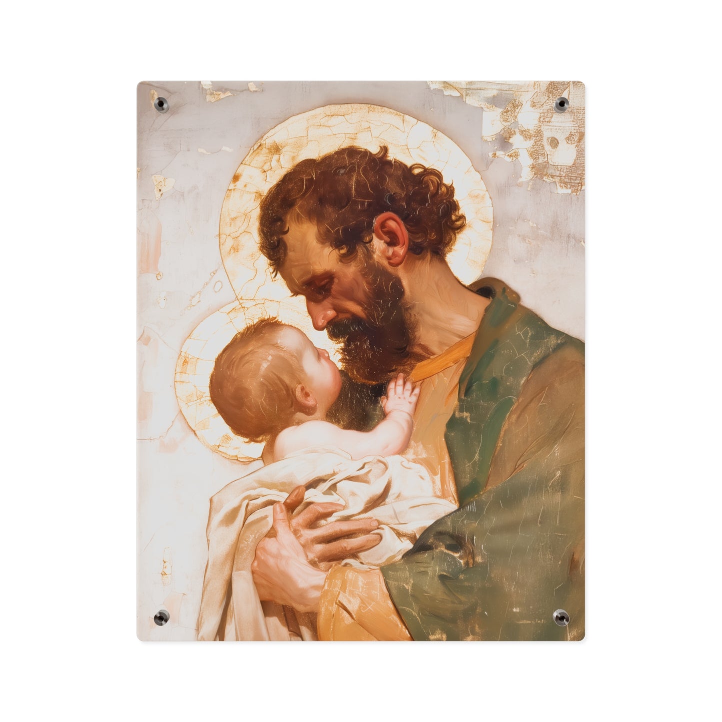Saint Joseph, Pillar of the Holy Family Acrylic Wall Art Panel - Ready to Hang Acrylic Print - Catholic Saint - The Christ Child and Joseph
