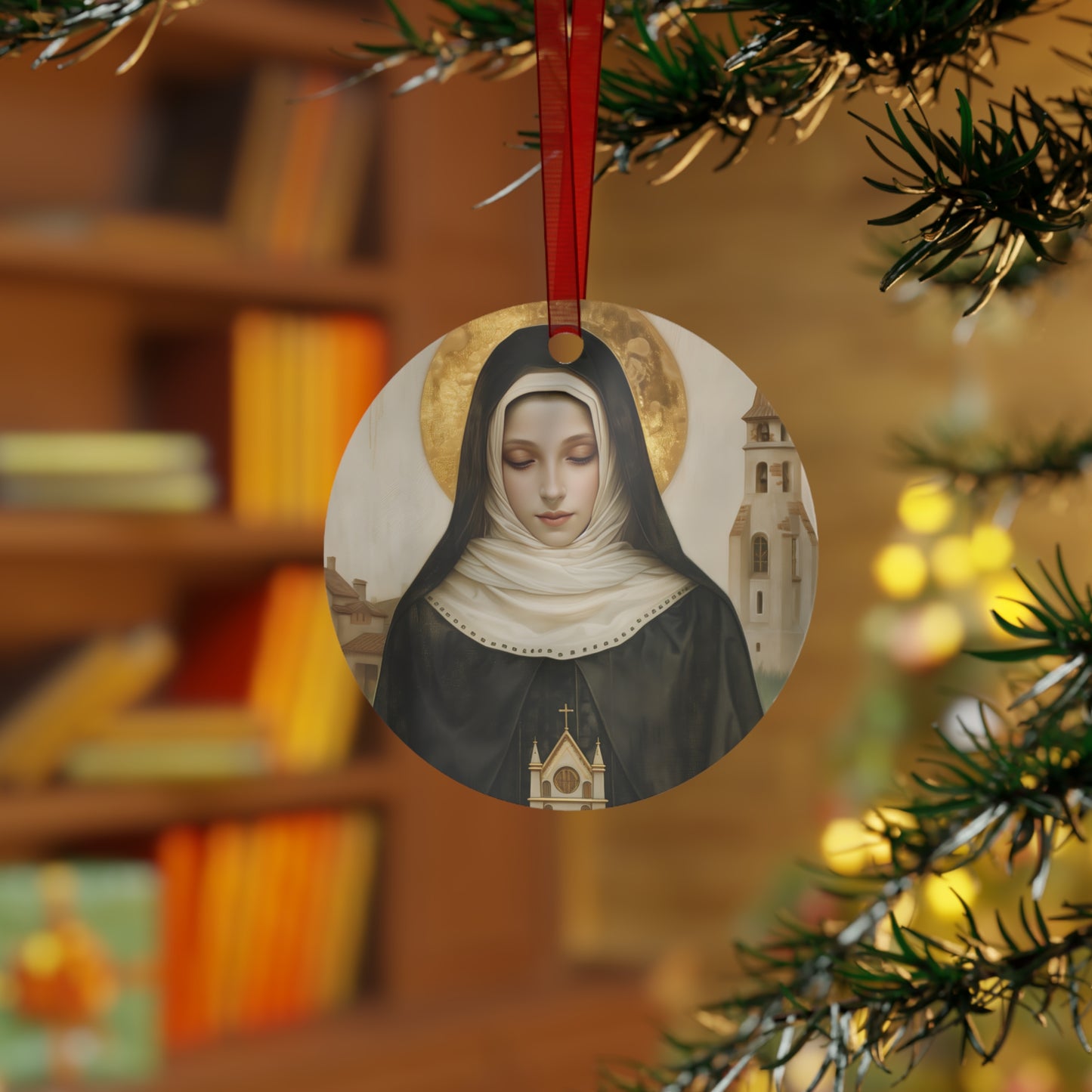 Saint Erentrude Metal Ornament - Religious Holiday Christmas Ornament and Keepsake - Catholic Religious Keepsake
