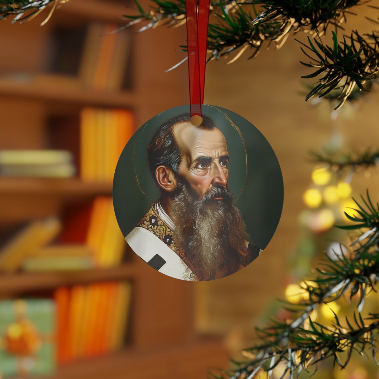 Saint Basil the Great Metal Ornament - Religious Holiday Christmas Ornament and Keepsake - Double sided - Prayer Ornament