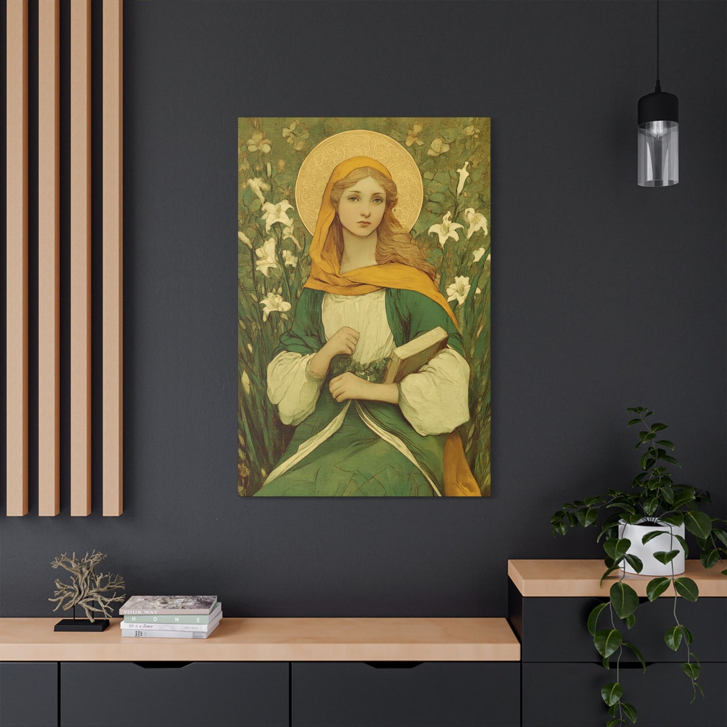 Saint Dymphna - Museum Wrapped Canvas - Sanctified Souls Print - Religious Art for your Home