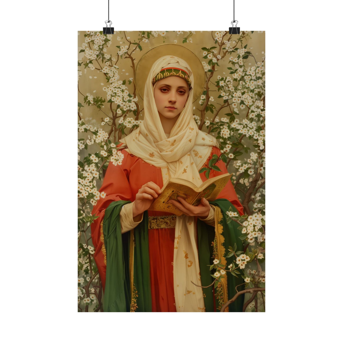 Saint Amelia / Saint Amalberga - Sanctified Souls Print - Multiple Sizes - Premium Posters - Catholic Art - Christian painting