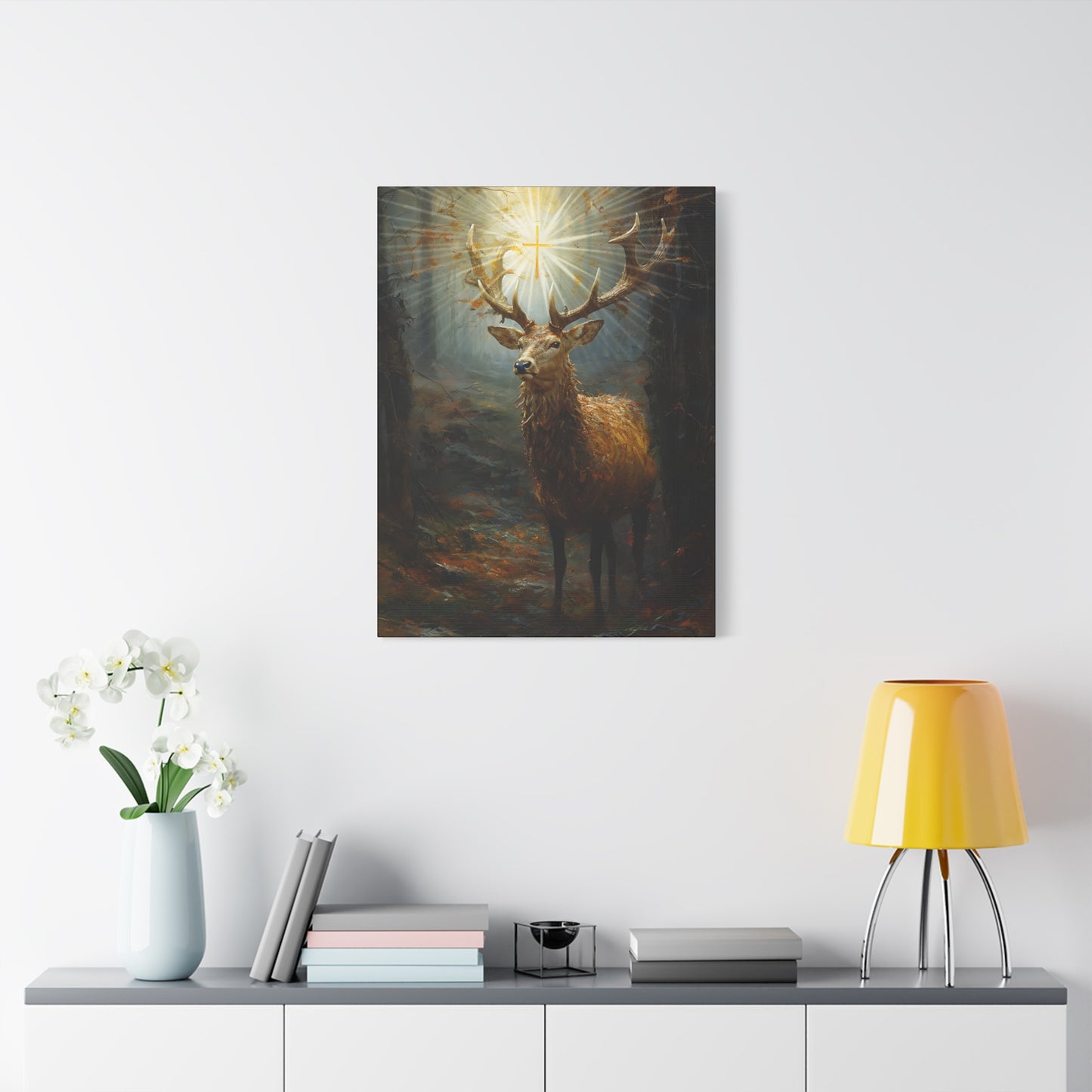 The Stag of Saint Hubert / Saint Hubertus Stag - Museum Wrapped Canvas - Sanctified Souls Print - Religious Art for your Home